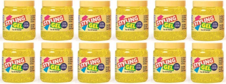 Hegron styling Gel Extra Strong (Geel) 12x500ml Voordeelverpakking