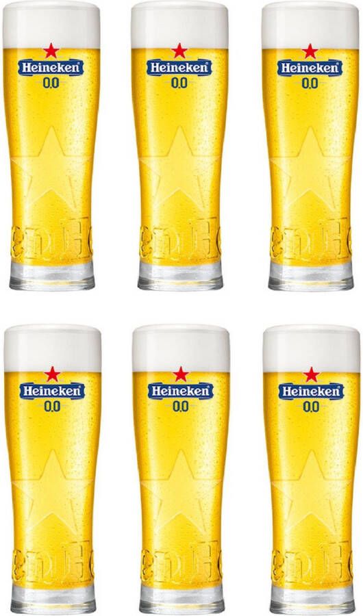 Heineken 0.0 Star Bierglazen 25cl 6 stuks bierpakket cadeauset