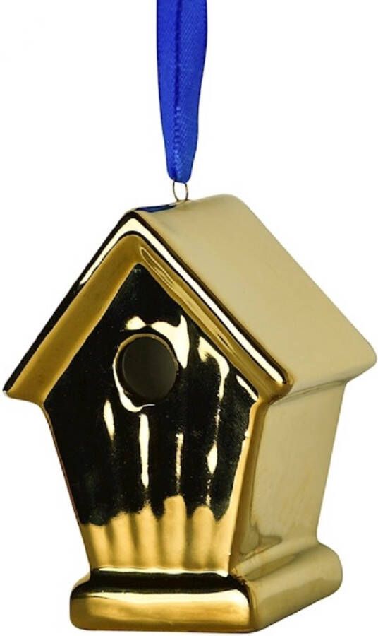 Heinen Delfts Blauw Vogelhuisje Goud | Kerstornament | 2 stuks | | Souvenir