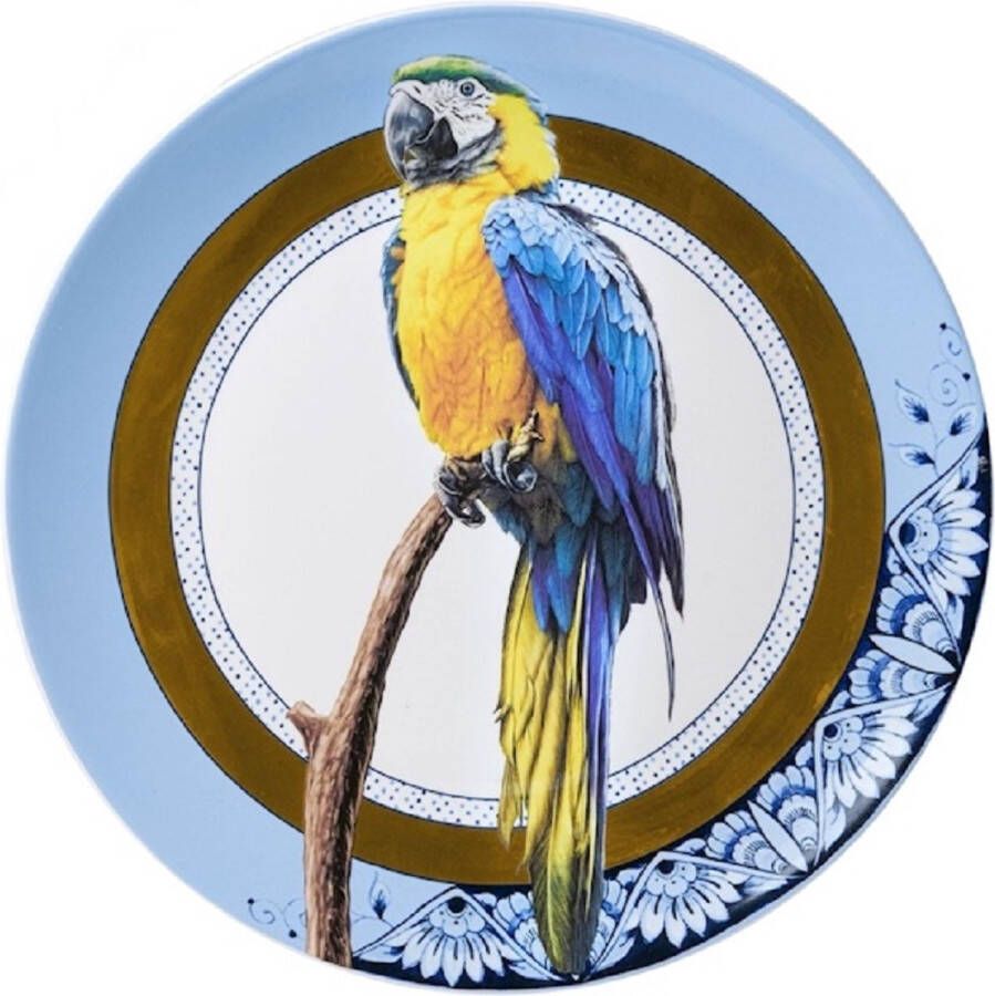 Heinen Delfts Blauw Wandbord Mandala Papegaai | | Souvenir
