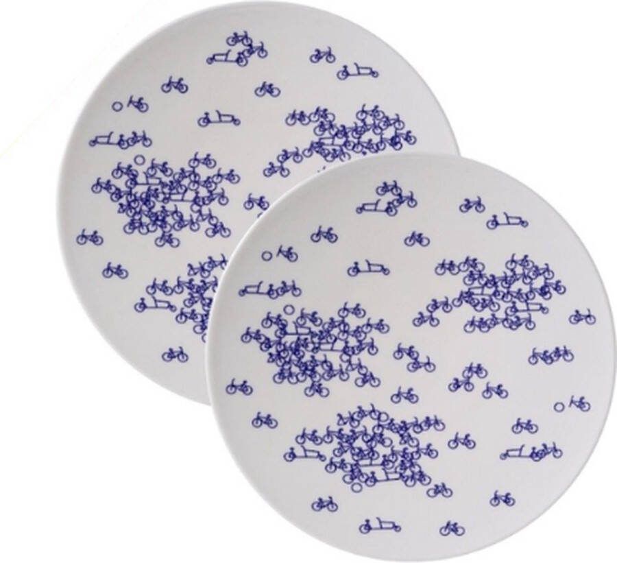 Heinen Delftsblauw Heinen Delfts Blauw Gebaksbord De Blauwe Fiets 2 stuks