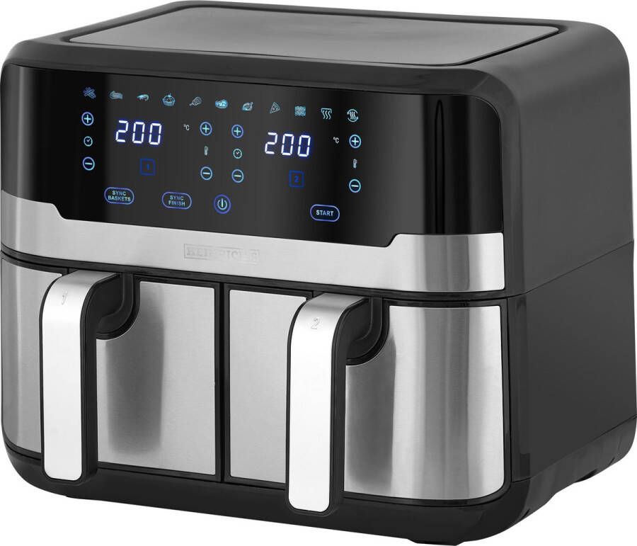 Heinrich's HFR 8214 Dubbele airfryer heteluchtfriteuse 2 x 4.5 liter