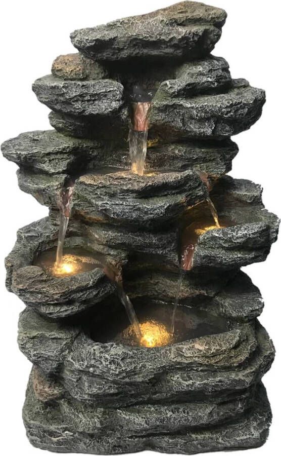 Heissner Terrasfontein met LED steen 42x29x60 cm grijs