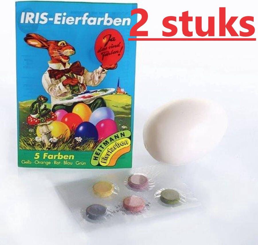 Heitmann Eierverf tabletten Set van 2 5 kleuren in zakje Paaseieren even Ei kleuren Pasen Ei verf Eieren verven Pasen Paasdecoratie Eieren Verven Eierdop Ei