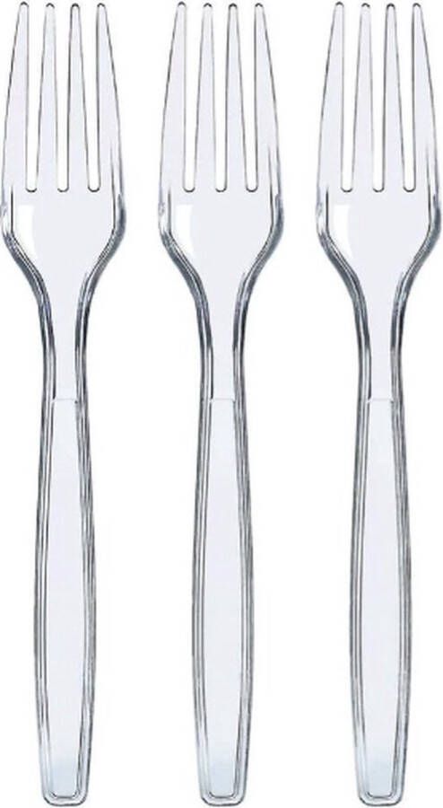 HEKA Herbruikbare vorken 12 stuks vork deluxe vorken transparant 19 cm bestek Stevig en Herbruikbaar -Transparant