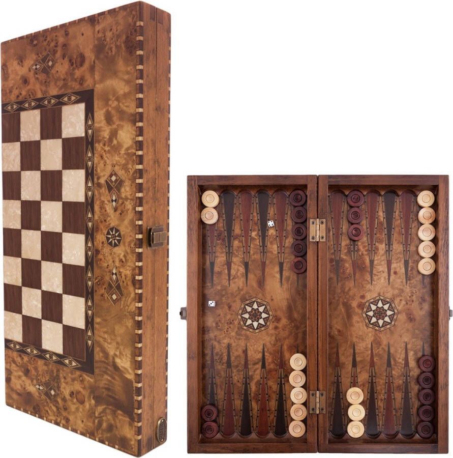 Helena Wood Art Backgammon Tavla Handgemaakt Hout Luxe uitgave