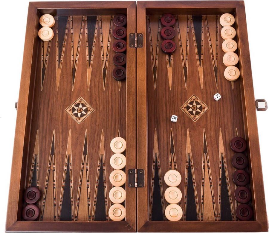 Helena Wood Art Handgemaakte Houten Backgammon Speelset van Hoge Kwaliteit Tavla 100% Hout Luxe uitgave TricTrac 43 x 20 cm