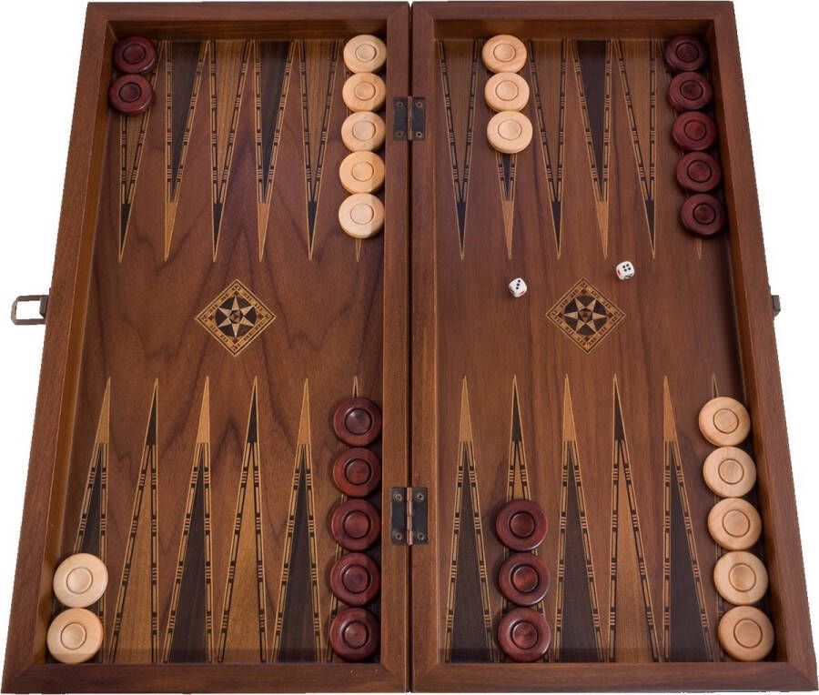 Helena Wood Art Handgemaakte Houten Backgammon Speelset van Hoge Kwaliteit Tavla 100% Hout Luxe uitgave TricTrac 50 x 25 cm