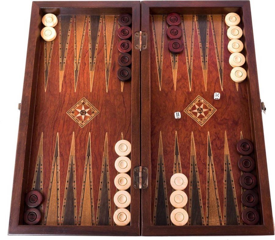Helena Wood Art Handgemaakte Houten Backgammon Speelset van Hoge Kwaliteit Tavla 100% Hout Luxe uitgave TricTrac 43 x 20 cm