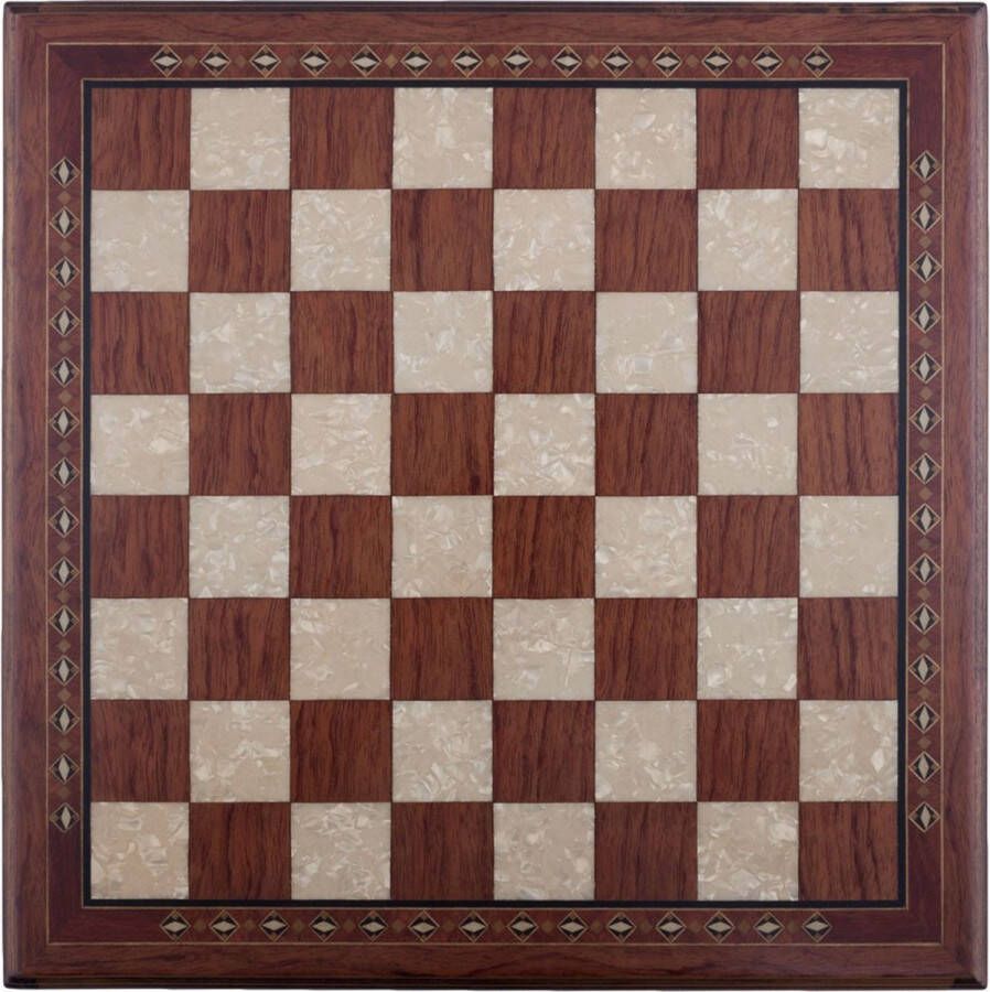 Helena Wood Art Handgemaakte houten schaakbord Metalen Schaakstukken Luxe uitgave Schaakspel Schaakset Schaken Chess 42 x 42 cm