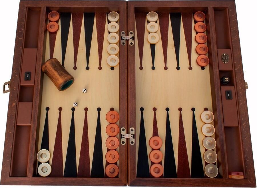 Helena Wood Art Handgemaakte Houten Backgammon Speelset van Hoge Kwaliteit Tavla 100% Hout Luxe uitgave TricTrac 52 x 32 cm