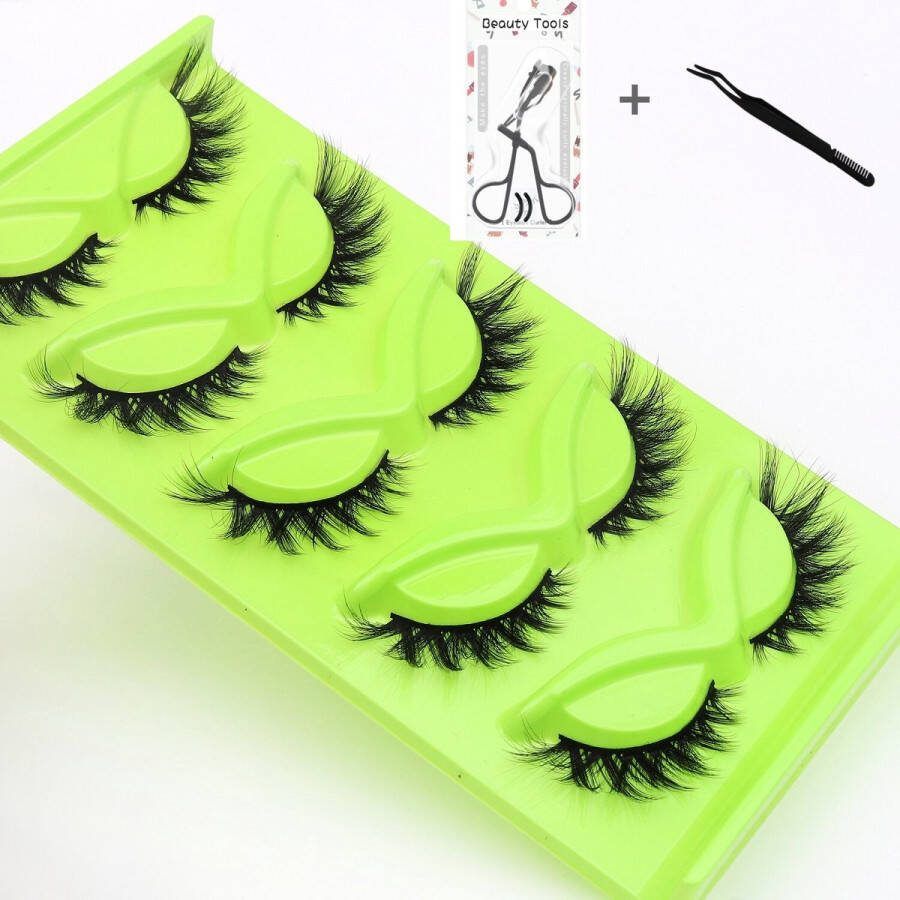 Helin life 5 paar Nepwimpers 3D valse wimpers dik driedimensionaal gratis wimperkruller-gratis wimperkam 14mm zwart