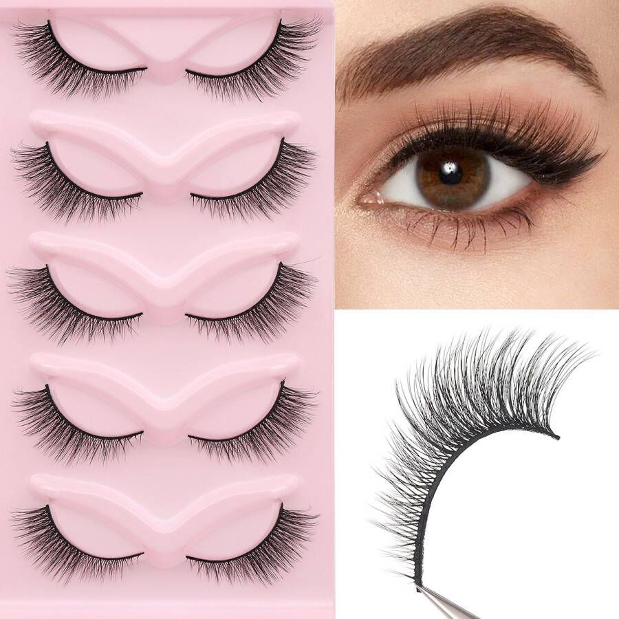 Helin life 5 paar Nepwimpers- 3D valse wimpers set driedimensionaal effect laatste mode gratis wimperkruller gratis wimperkam 16 mm extra lang