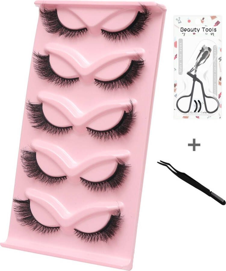 Helin life 5 paar Nepwimpers 3D valse wimpers set driedimensionaal effect laatste mode kunstwimpers gratis wimperkruller gratis wimperkam 16 mm extra lang