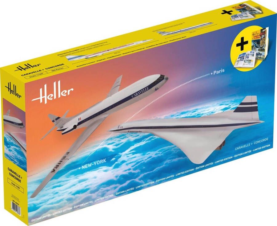 Heller 1:100 50333 Caravelle and Concorde Planes Plastic Modelbouwpakket