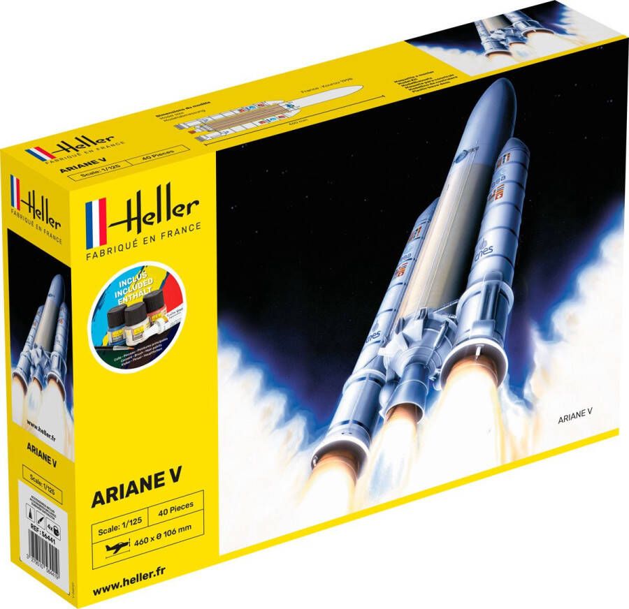 Heller 1:125 56441 Ariane 5 Rocket Starter Kit Plastic Modelbouwpakket