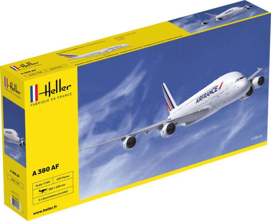 Heller 1:125 80436 A380 Airplane AirFrance Plastic Modelbouwpakket