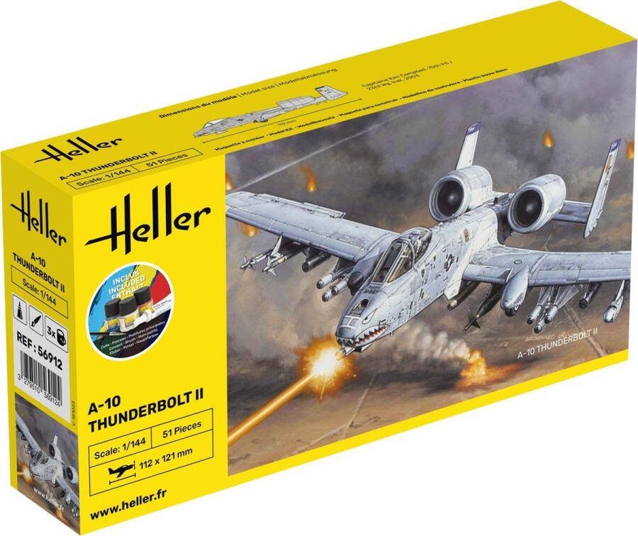 Heller 1:144 56912 A-10 Thunderbolt II Starter Kit Plastic Modelbouwpakket
