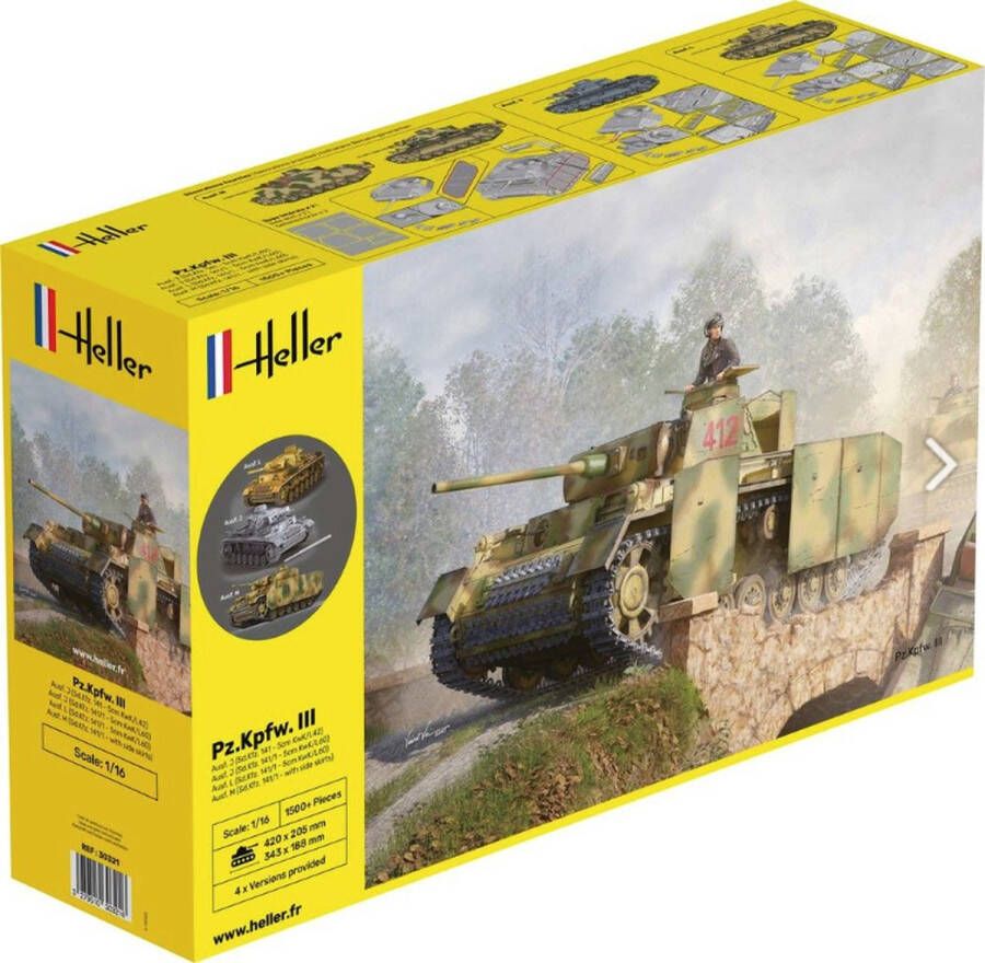 Heller 1:16 30321 Pz.Kpfw.III Ausf. J L M (4in1) Tank Plastic Modelbouwpakket