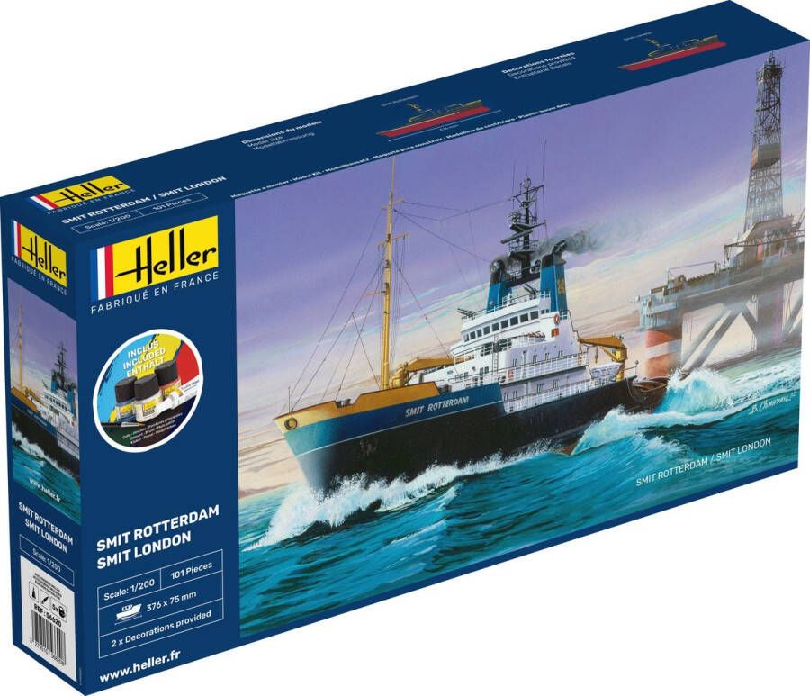 Heller 1:200 56620 Smit Rotterdam Ship Starter Kit Plastic Modelbouwpakket
