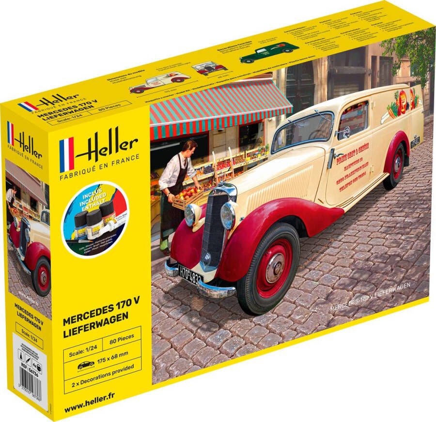 Heller 1:24 56736 Mercedes-Benz 170 Lieferwagen Starter Kit Plastic Modelbouwpakket