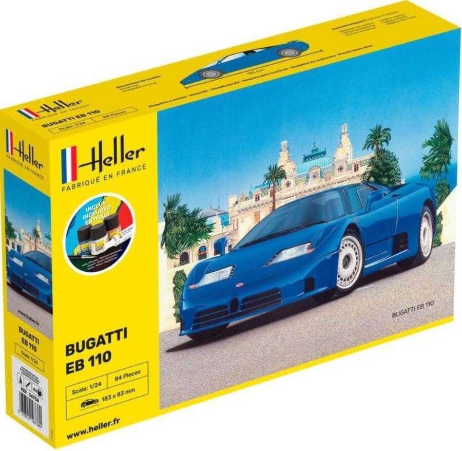 Heller 1:24 56738 Bugatti EB 110 Car Starter Kit Plastic Modelbouwpakket