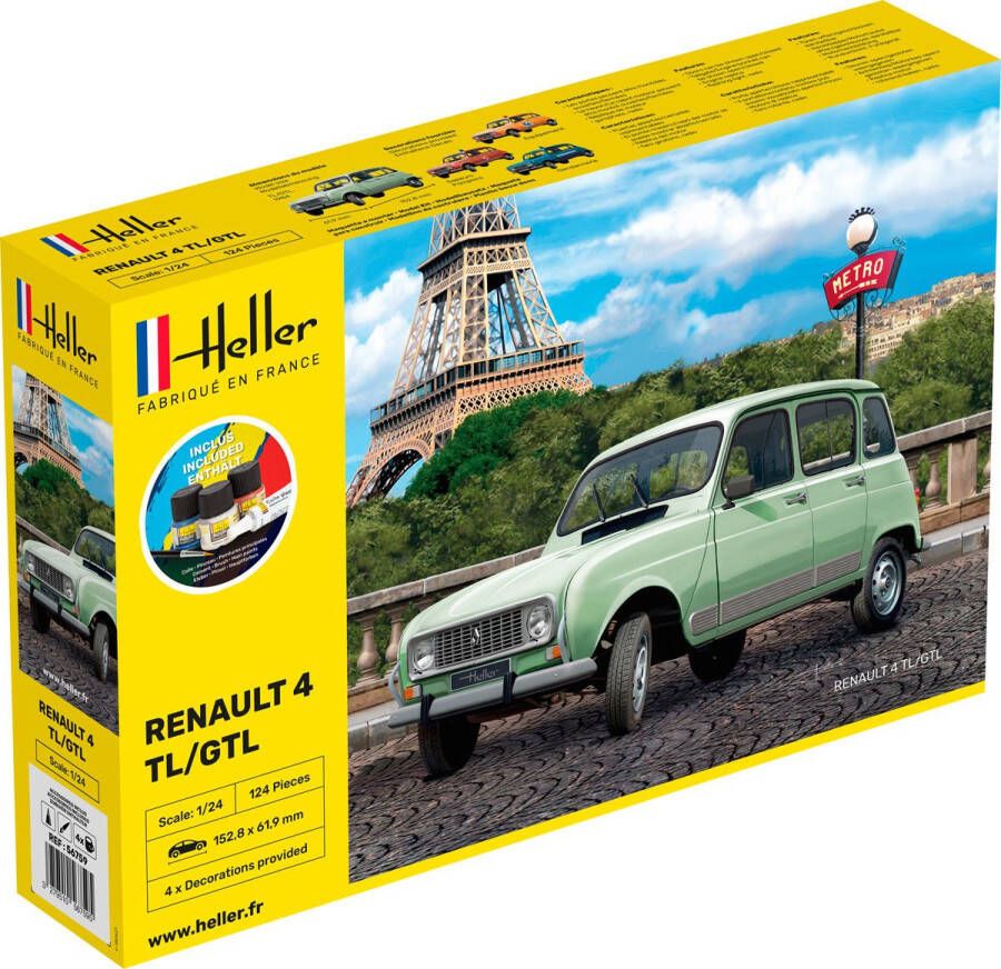 Heller 1:24 56759 Renault 4L Car Starter Kit Plastic Modelbouwpakket