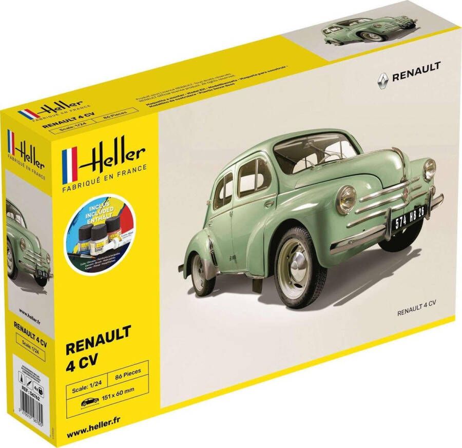 Heller 1:24 56762 Renault 4 CV Car Starter Kit Plastic Modelbouwpakket