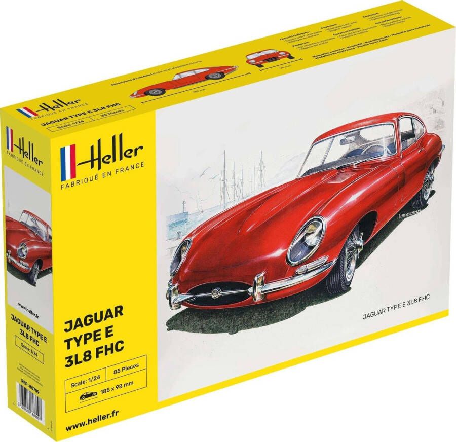 Heller 1:24 80709 Jaguar Type E 3L8 FHC Plastic Modelbouwpakket