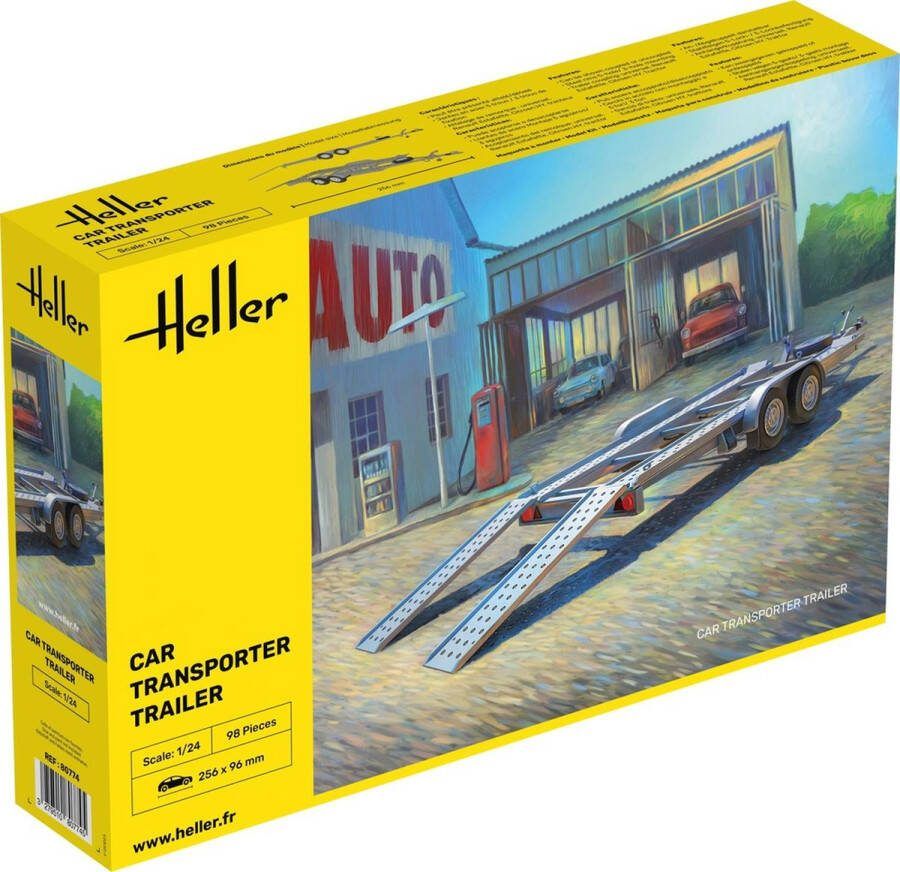 Heller 1:24 80774 Auto Transport Trailer Aanhanger Plastic Modelbouwpakket