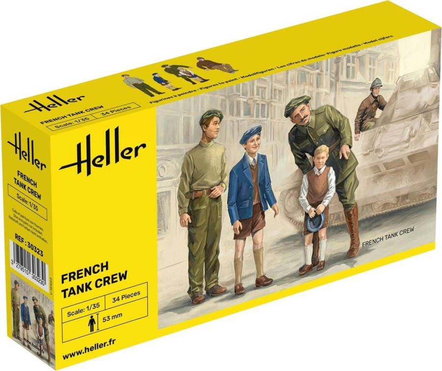 Heller 1:35 30323 French Tank Crew Figuren Plastic Modelbouwpakket