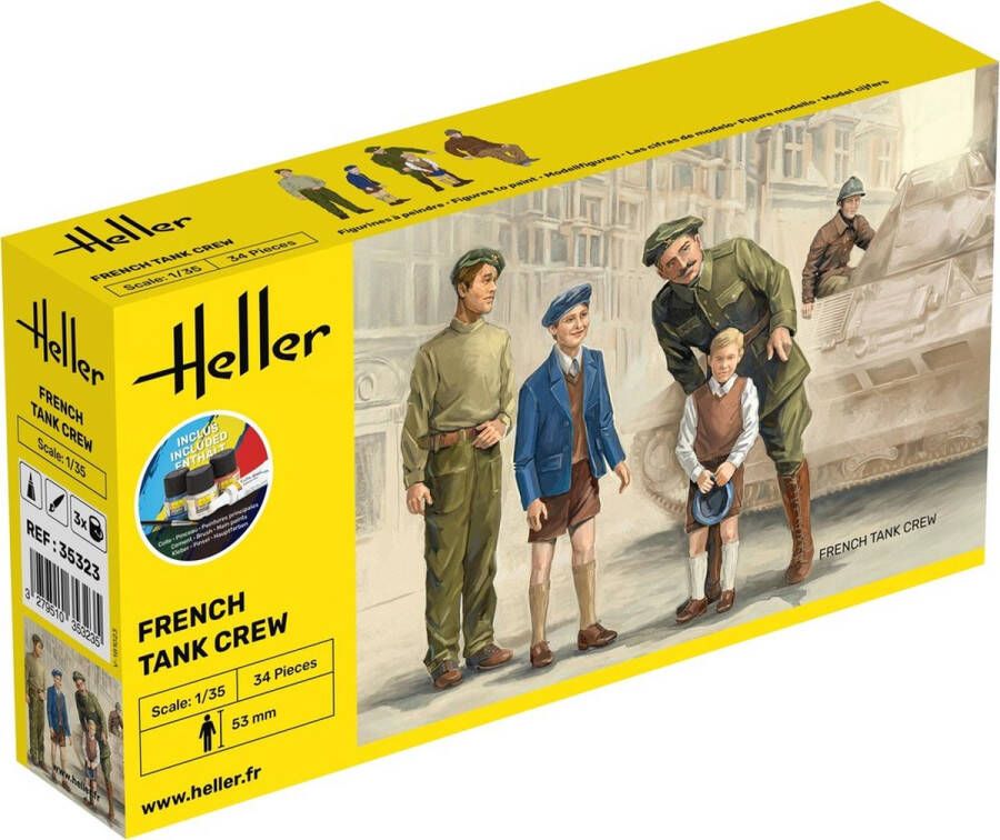 Heller 1:35 35323 French Tank Crew Figuren Starter Kit Plastic Modelbouwpakket