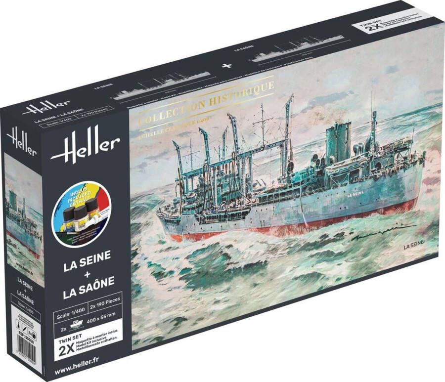 Heller 1:400 55050 La Seine + La Saone Twinset Schepen Starter Kit Plastic Modelbouwpakket