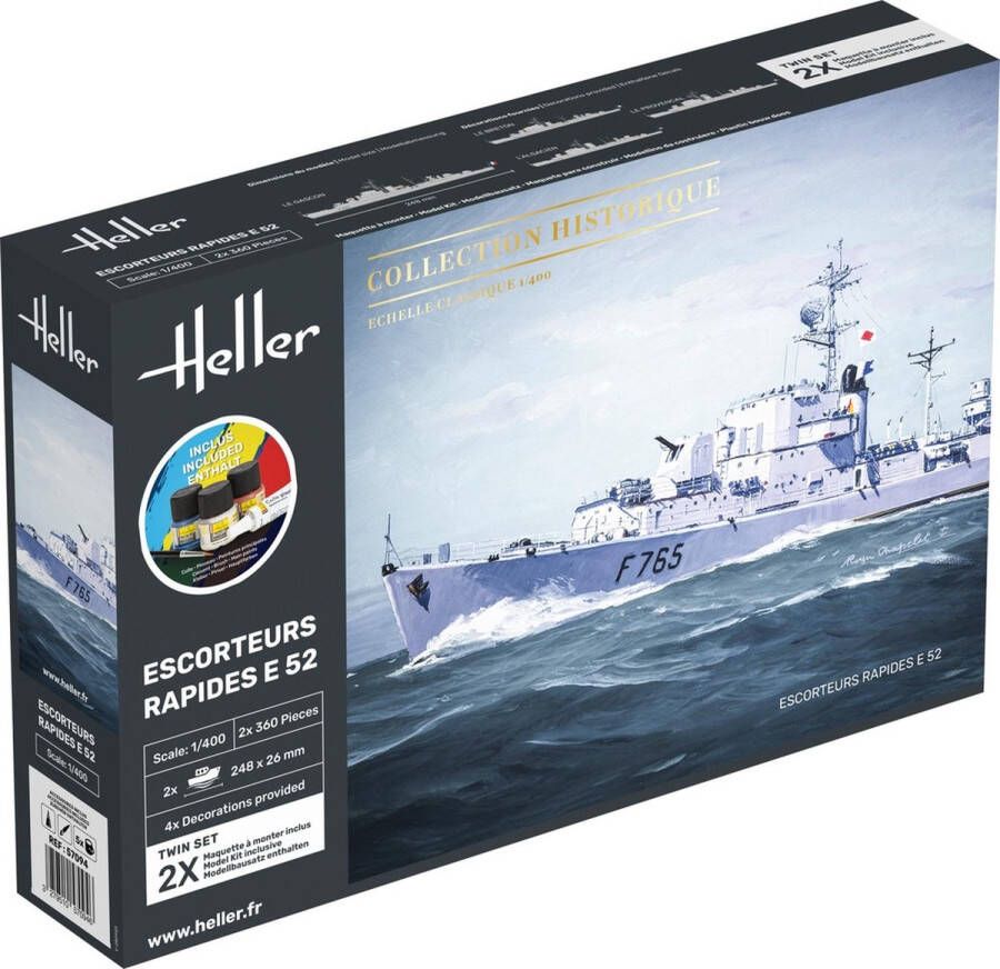 Heller 1:400 57094 Escorteurs Rapides E 52 Collection Historique 2 Fregat Schepen Starter Kit Plastic Modelbouwpakket
