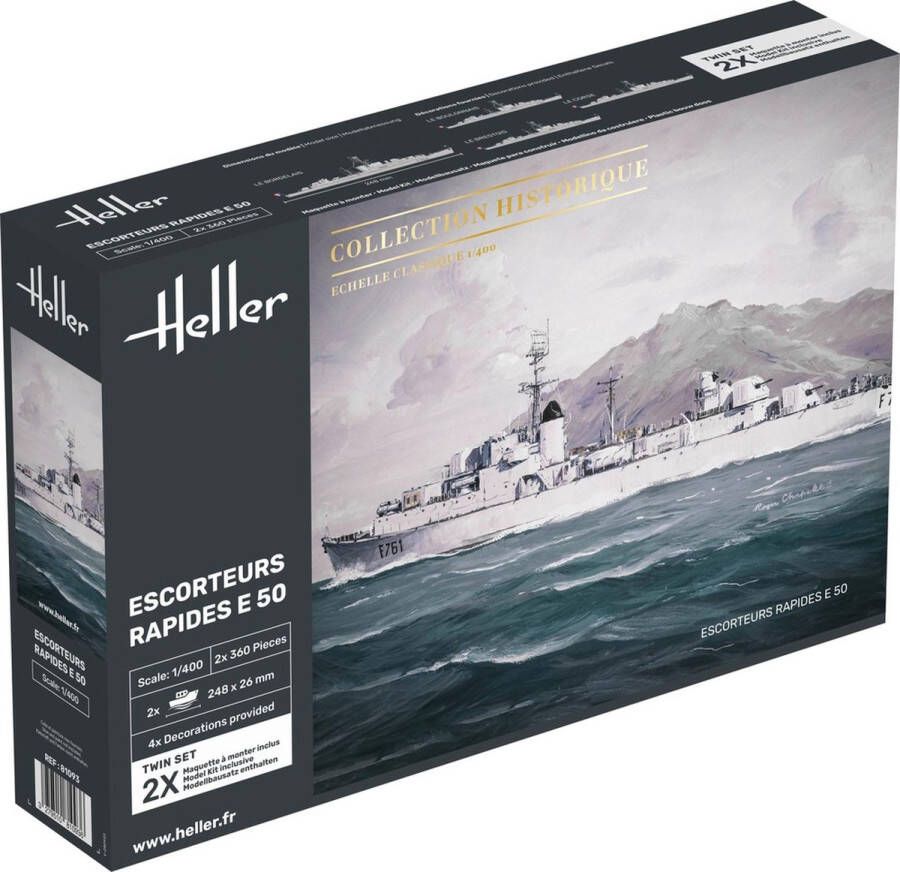 Heller 1:400 81093 Escorteurs Rapides E50 Frigate Le Corse-class 2 Fregat Schepen Plastic Modelbouwpakket