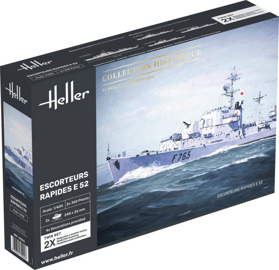 Heller 1:400 81094 Escorteurs Rapides E 52 Collection Historique 2 Fregat Schepen Plastic Modelbouwpakket