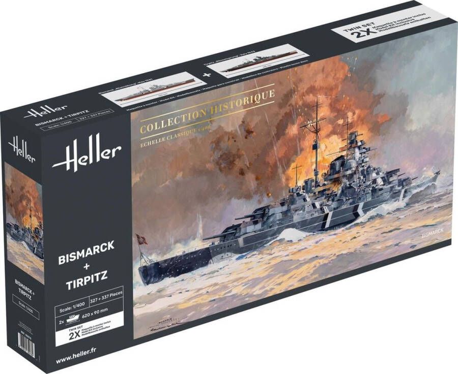 Heller 1:400 85078 Bismarck en Tirpitz Schepen Twinset Plastic Modelbouwpakket