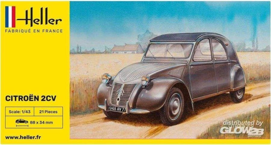 Heller 1:43 56175 Citroen 2 CV Starter Kit Plastic Modelbouwpakket