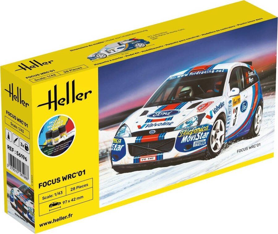 Heller 1:43 56196 Ford Focus WRC01 Starter Kit Plastic Modelbouwpakket