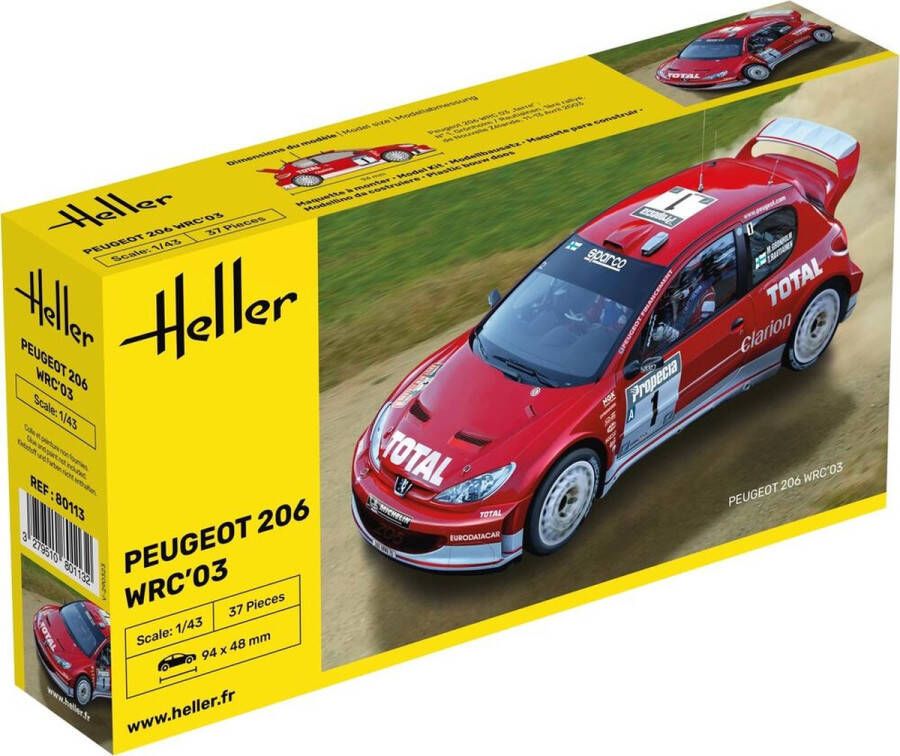 Heller 1:43 80113 PEUGEOT 206 WRC 03 Plastic kit