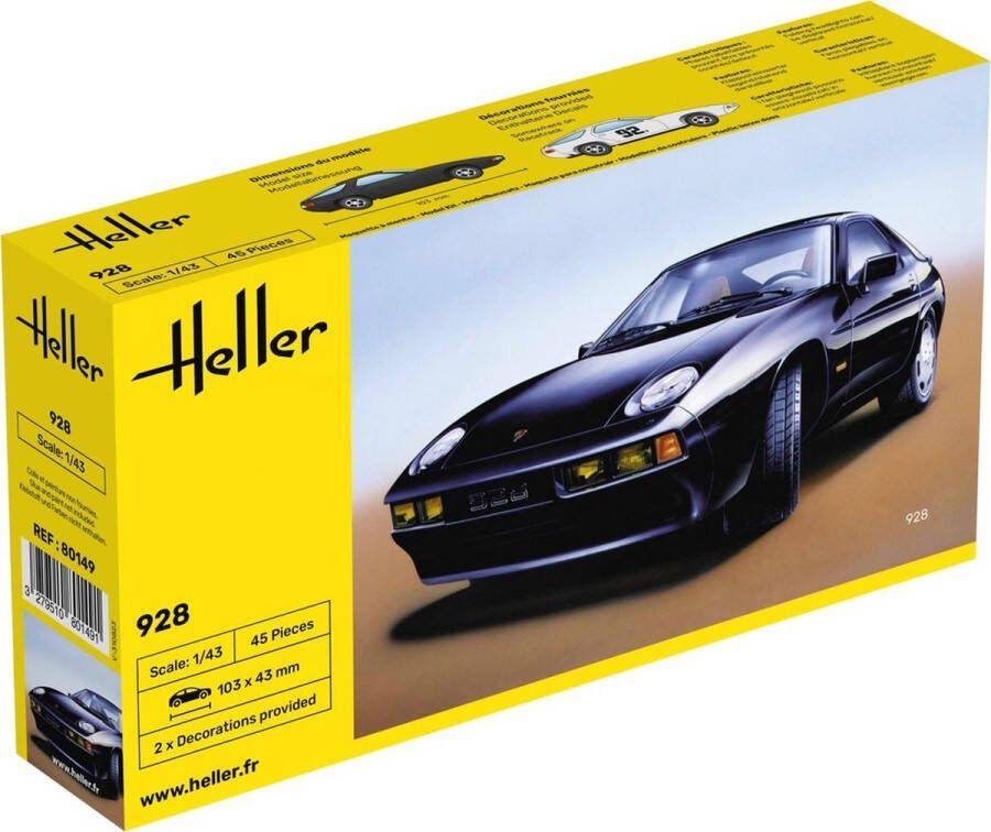 Heller 1:43 80149 Porsche 928 Car Plastic Modelbouwpakket