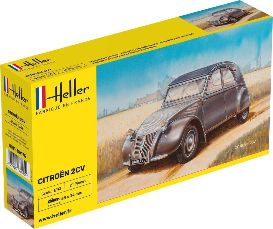 Heller 1:43 80175 Citroen 2 CV Car Plastic kit