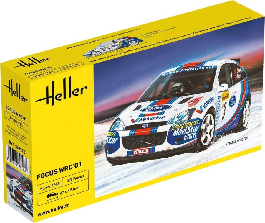 Heller 1:43 80196 Ford Focus WRC01 Plastic Modelbouwpakket