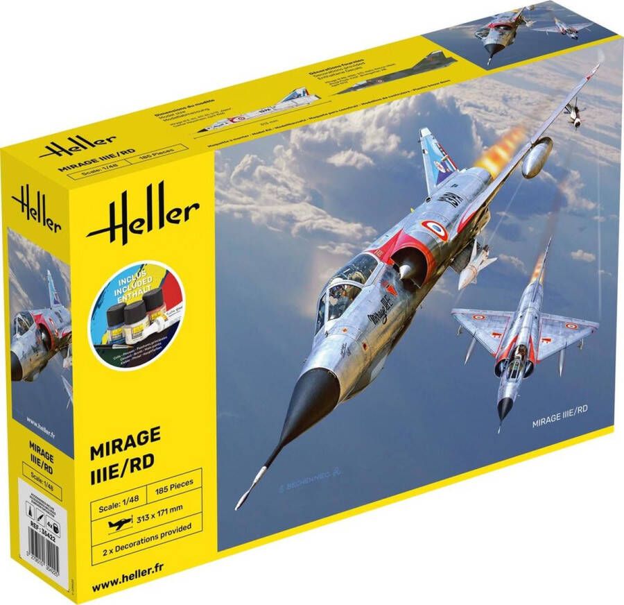 Heller 1:48 35422 Mirage IIIE-O-R-RD-EE-EA Starter Kit Plastic Modelbouwpakket