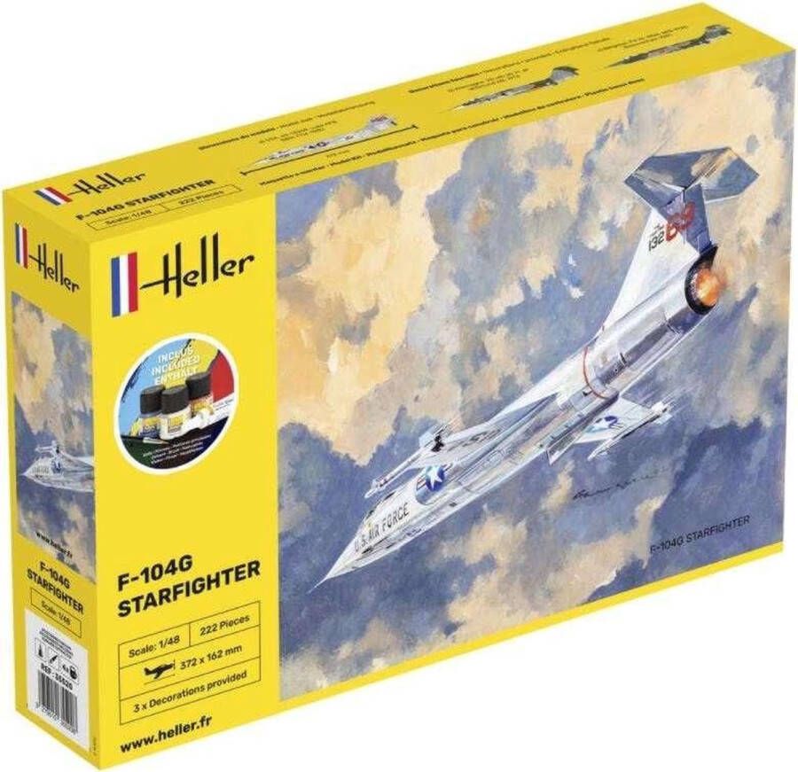 Heller 1:48 35520 F-104G Starfighter Starter Kit Plastic Modelbouwpakket
