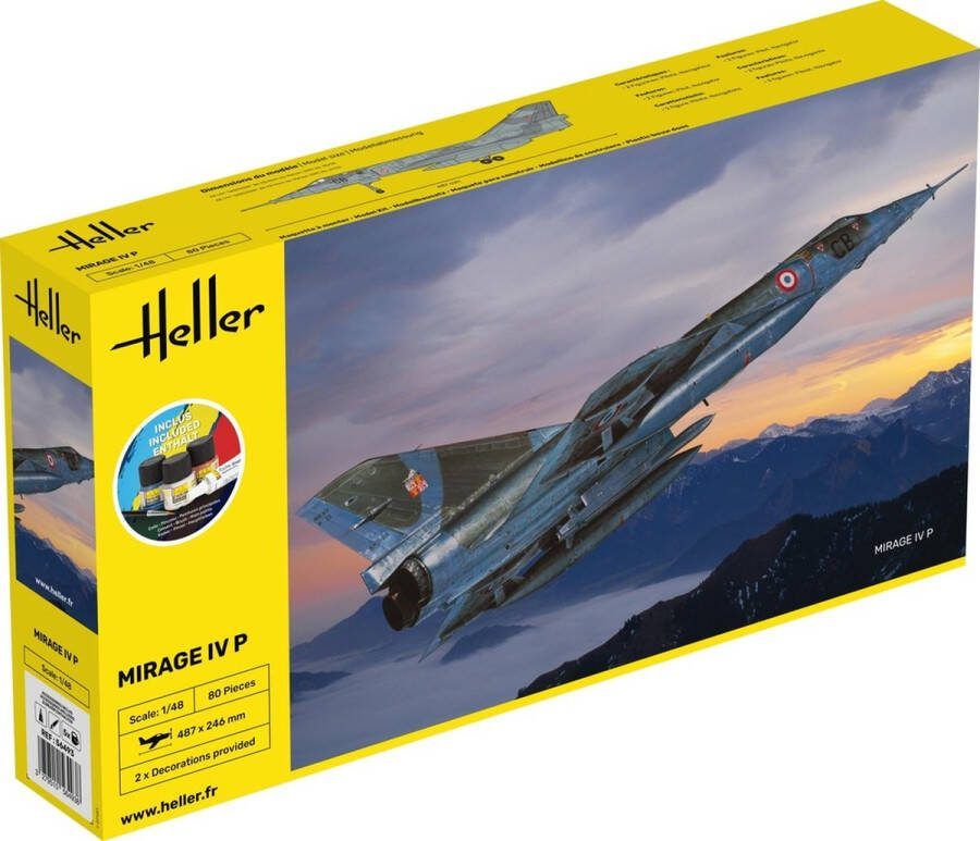 Heller 1:48 56493 Mirage IV P Plane Starter Kit Plastic Modelbouwpakket