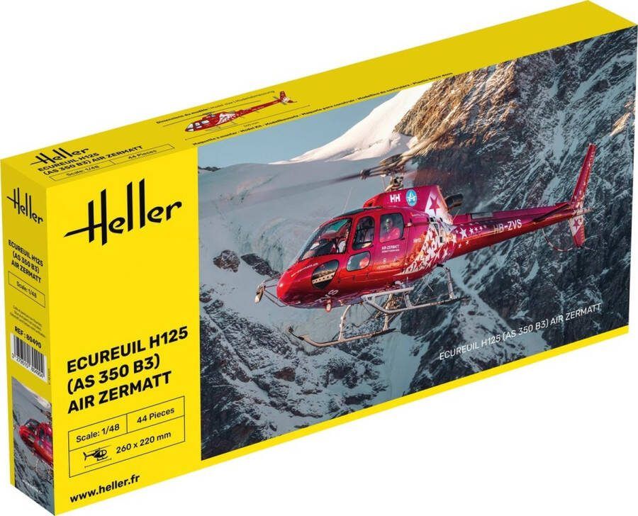 Heller 1:48 80490 Heli Ecureuil H125 AS 350 B3 Air Zermatt Plastic Modelbouwpakket