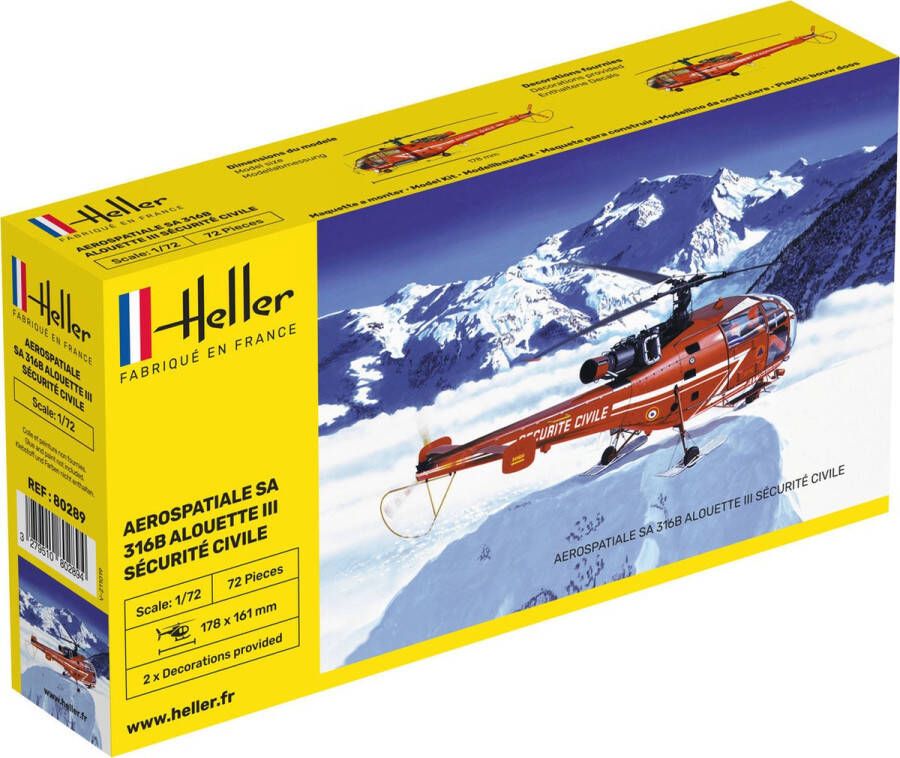 Heller 1 72 316b Alouette Iii Securite Civilehel80289 modelbouwsets hobbybouwspeelgoed voor kinderen modelverf en accessoires