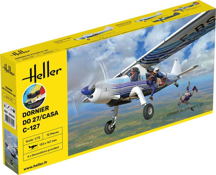 Heller 1:72 35304 Dornier DO27 CASA C-127 Starter Kit Plastic Modelbouwpakket
