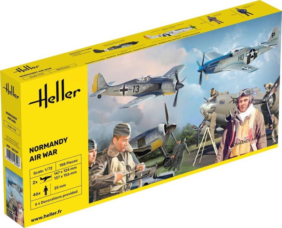 Heller 1:72 50329 Normandy Air War 2 Planes and Figures Plastic Modelbouwpakket